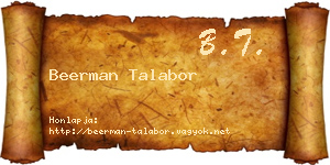 Beerman Talabor névjegykártya